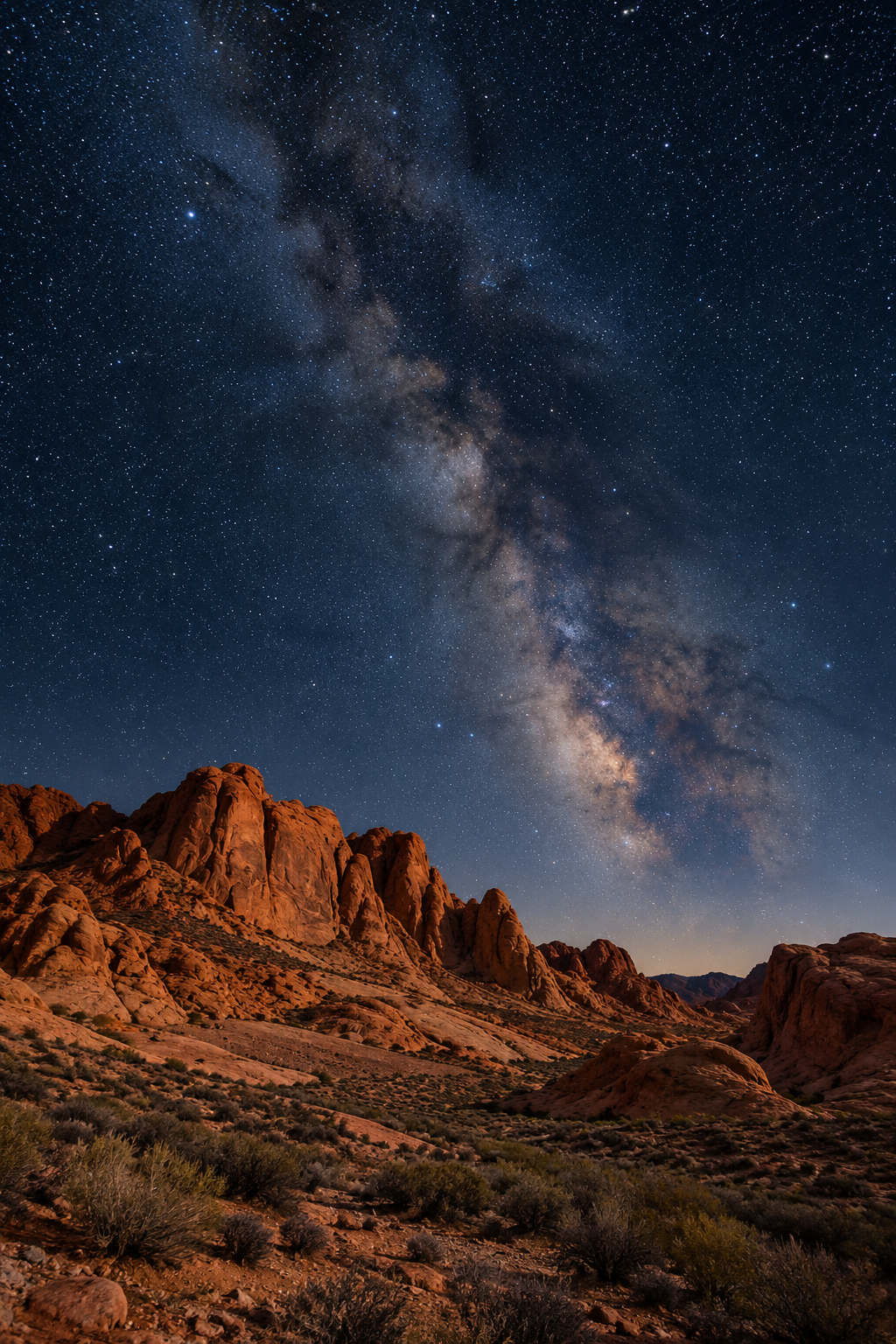 AI placeholder of Nevada desert cliffs beneath a starry night sky